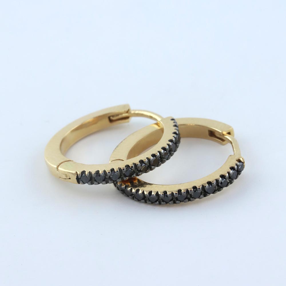 0,18 ct. Siyah Laboratuvar Pırlanta Halka Küpe - FP03166