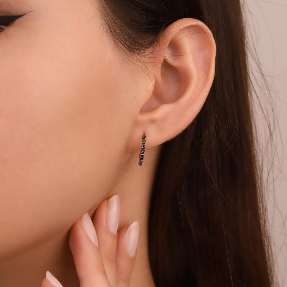 0,18 ct. Siyah Laboratuvar Pırlanta Halka Küpe - FP03166
