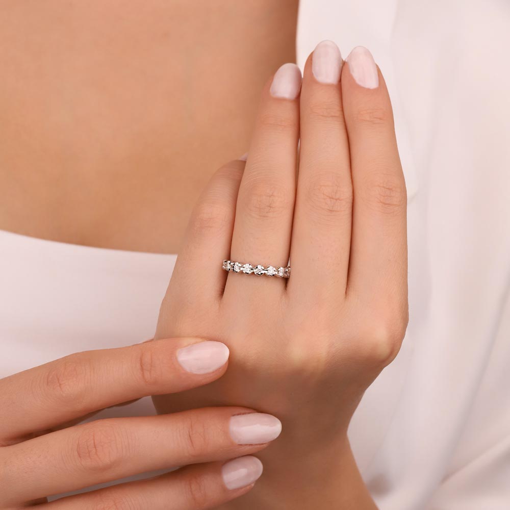 Tamtur Yüzükler 0,25 ct Laboratuvar Pırlanta Taşlı Yarımtur Yüzük - FP03560