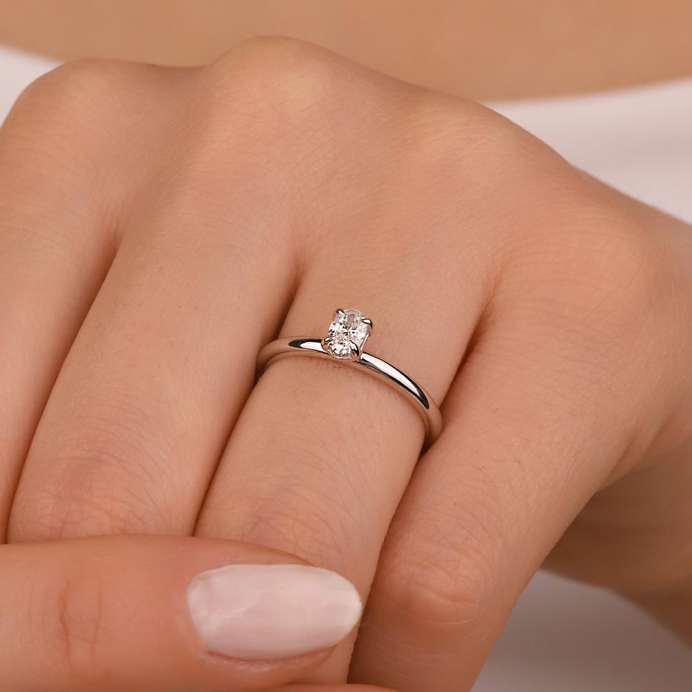 0.30 Karat Laboratuvar Pırlanta Oval Tiffany Tektaş Yüzük - FP04215