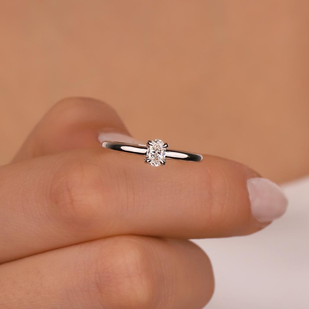 0.30 Karat Laboratuvar Pırlanta Oval Tiffany Tektaş Yüzük - FP04215