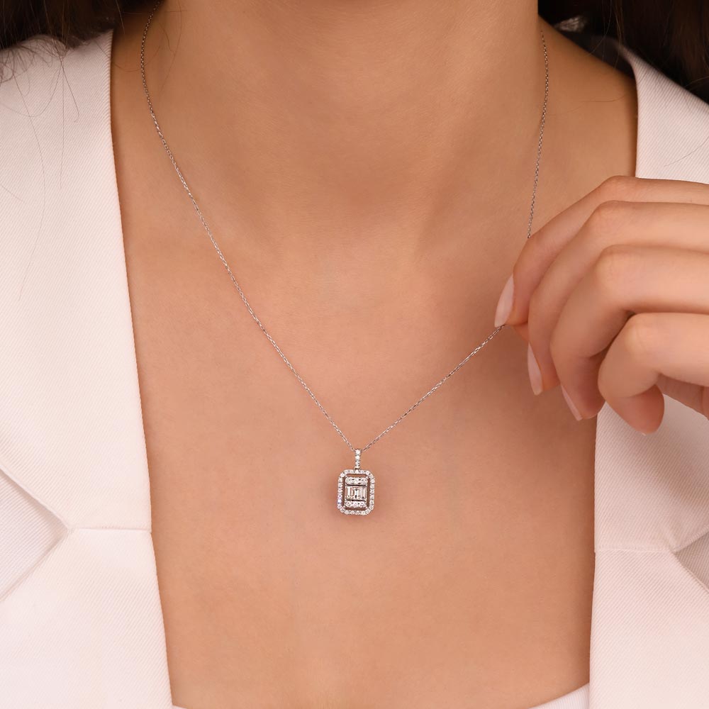 0,30 Karat Laboratuvar Pırlantalı Baget Taşlı Kolye - FP02587