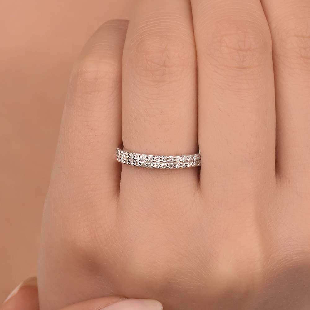 Tamtur Yüzükler 0.35 Karat Laboratuvar Pırlanta Yarımtur Yüzük - FP06791