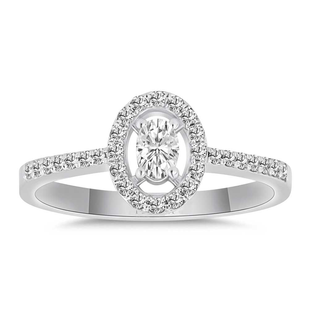 0,38 Karat Laboratuvar Pırlanta Oval Halo Tektaş Yüzük - FP00906