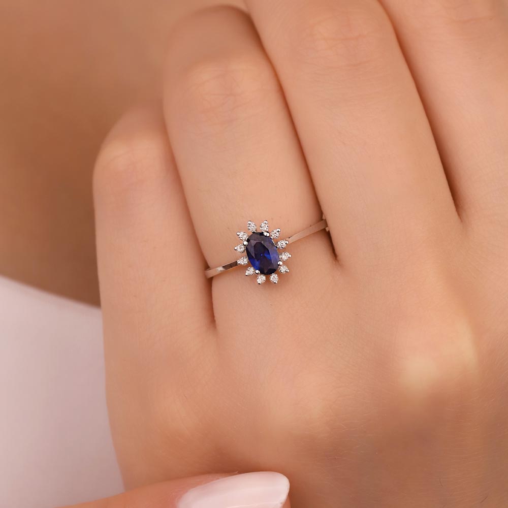 0,42 Karat Laboratuvar Pırlanta Safir  Yüzük - FP03889
