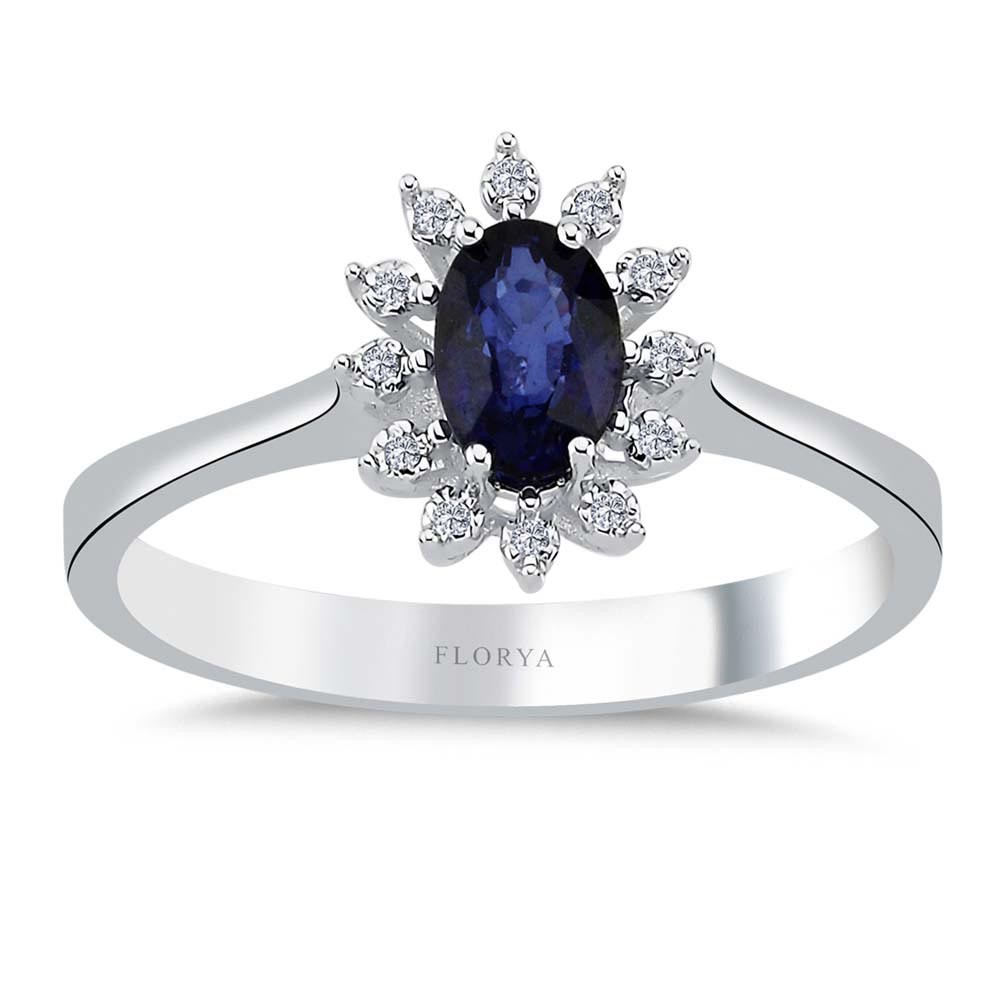 0,50 Karat Laboratuvar Pırlanta Oval Royale Safir Yüzük - FP10787