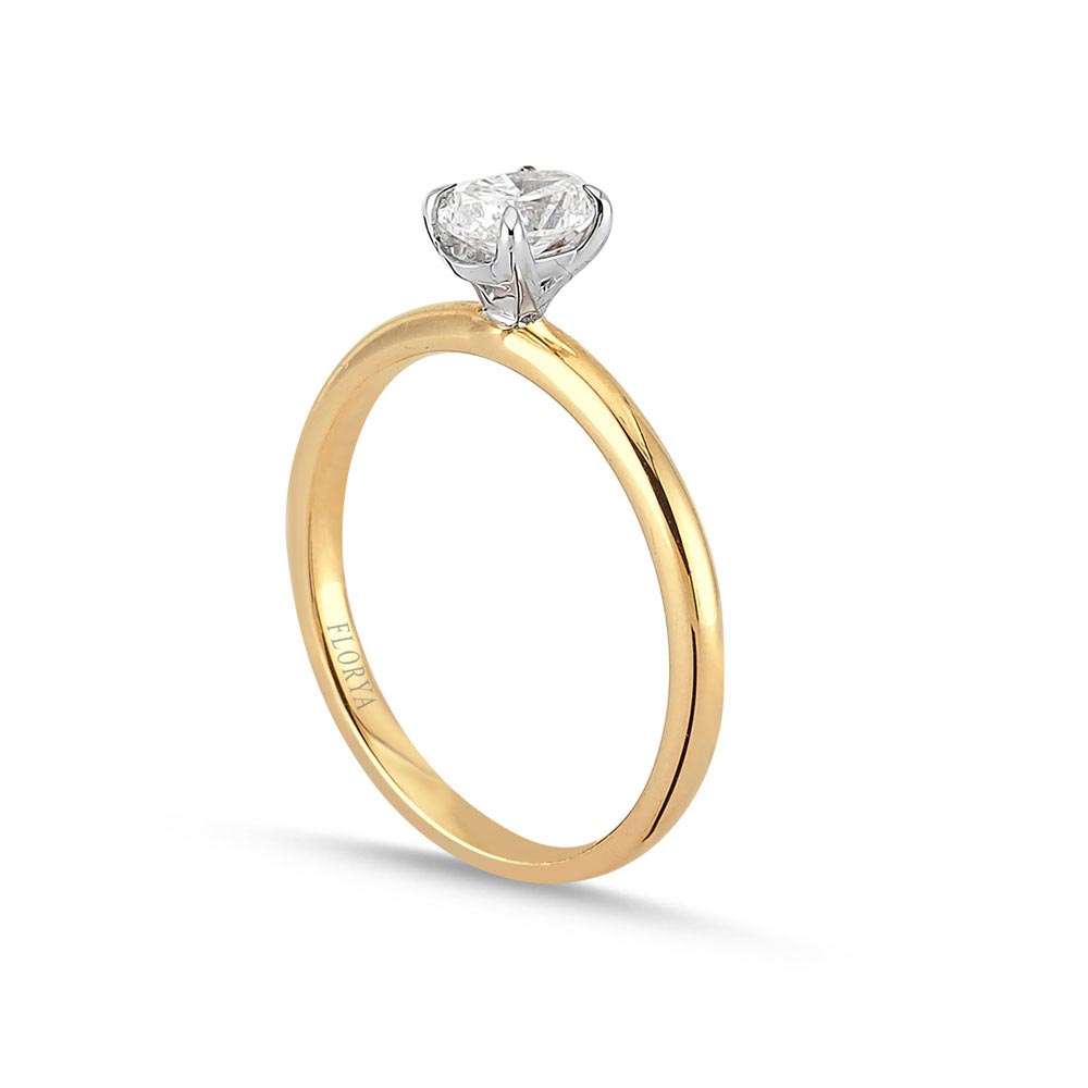 Tektaş Yüzükler 0,50 Karat Laboratuvar Pırlanta Tiffany Oval Tektaş Yüzük - FP00751