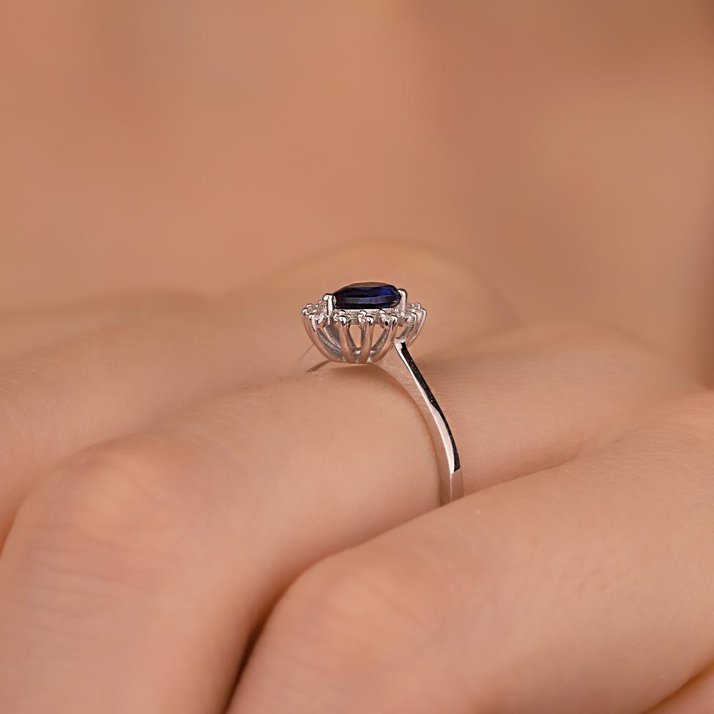0,55 Karat Laboratuvar Pırlanta Safir  Yüzük - FP03887