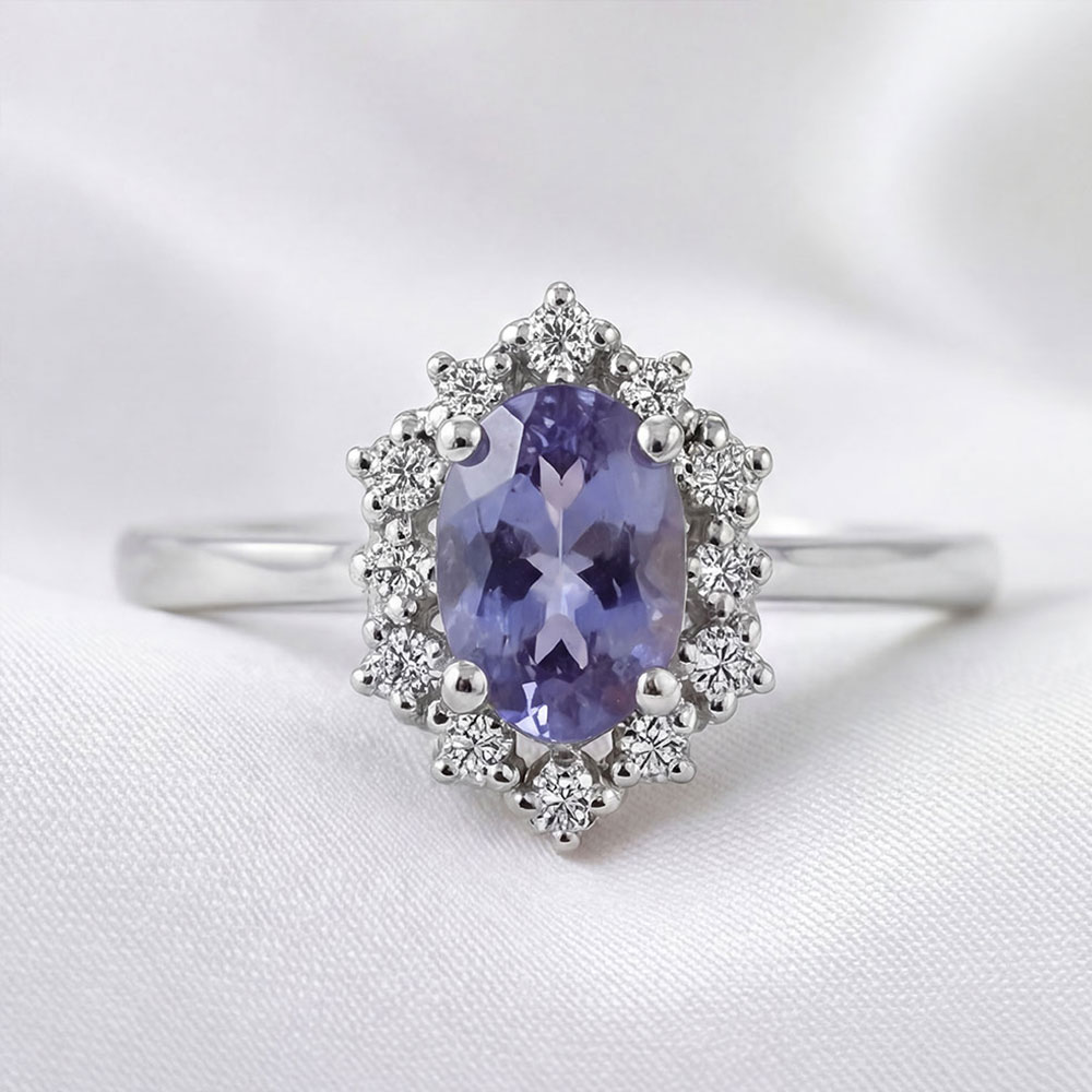 Vintage Yüzükler 0,67 Karat Laboratuvar Pırlanta ve Tanzanite Yüzük - FP11421
