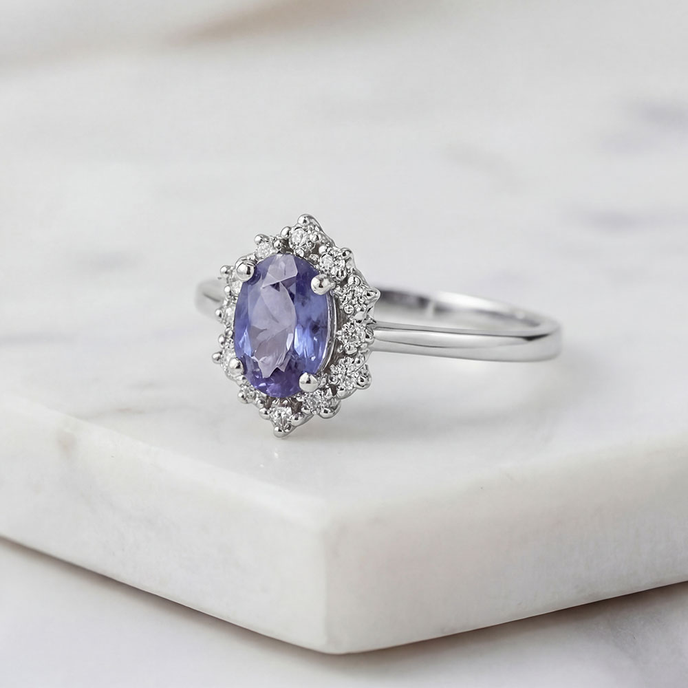 Vintage Yüzükler 0,67 Karat Laboratuvar Pırlanta ve Tanzanite Yüzük - FP11421