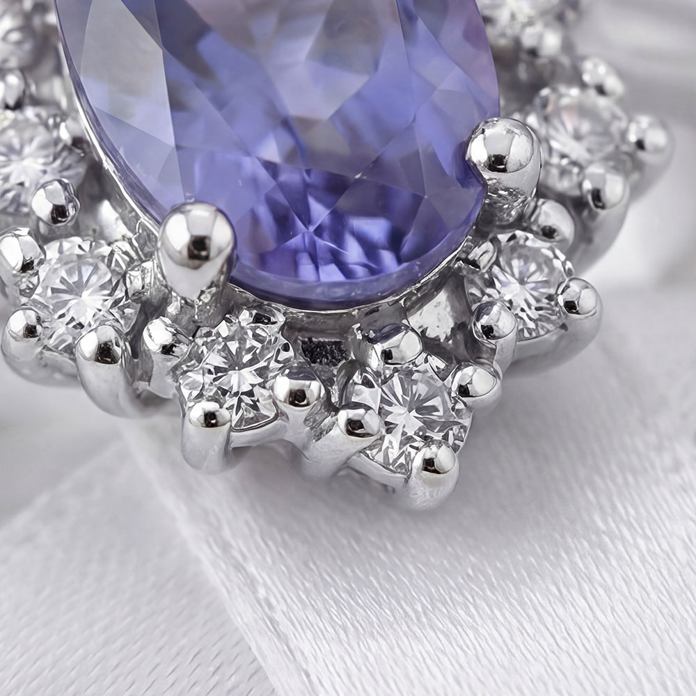 Vintage Yüzükler 0,67 Karat Laboratuvar Pırlanta ve Tanzanite Yüzük - FP11421