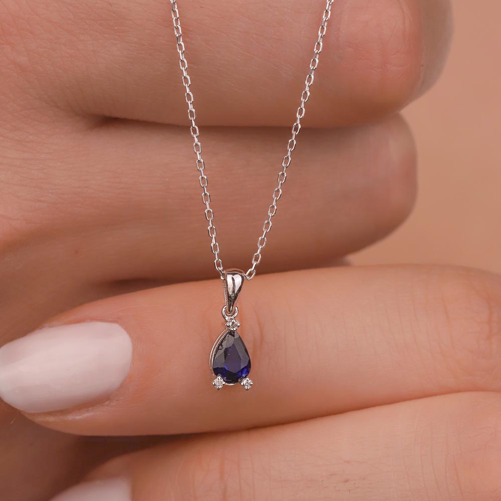 0,71 Karat Laboratuvar Pırlanta Ve Safir Royale Kolye - FP12121