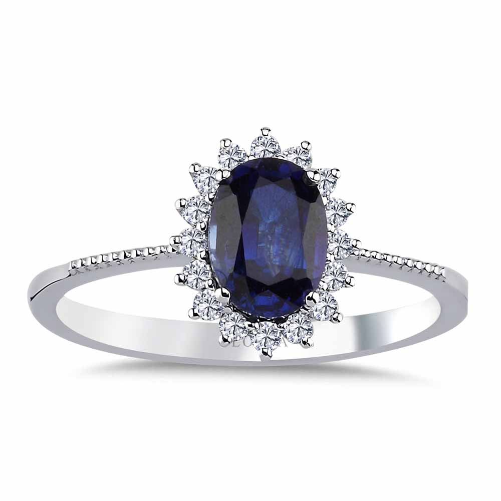 0,92 Karat Laboratuvar Pırlanta Oval Royale Safir Yüzük - FP11418
