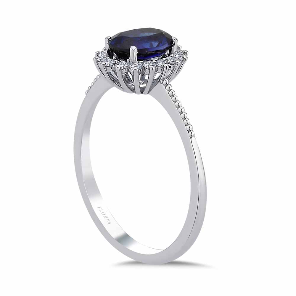 0,92 Karat Laboratuvar Pırlanta Oval Royale Safir Yüzük - FP11418