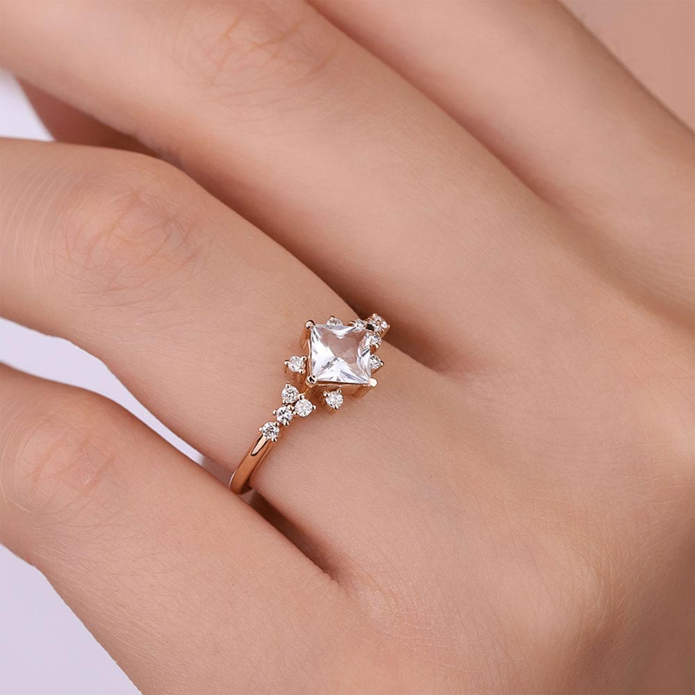 0.92 Karat Laboratuvar Pırlanta Prenses Kesim Vintage Yüzük - FP11711