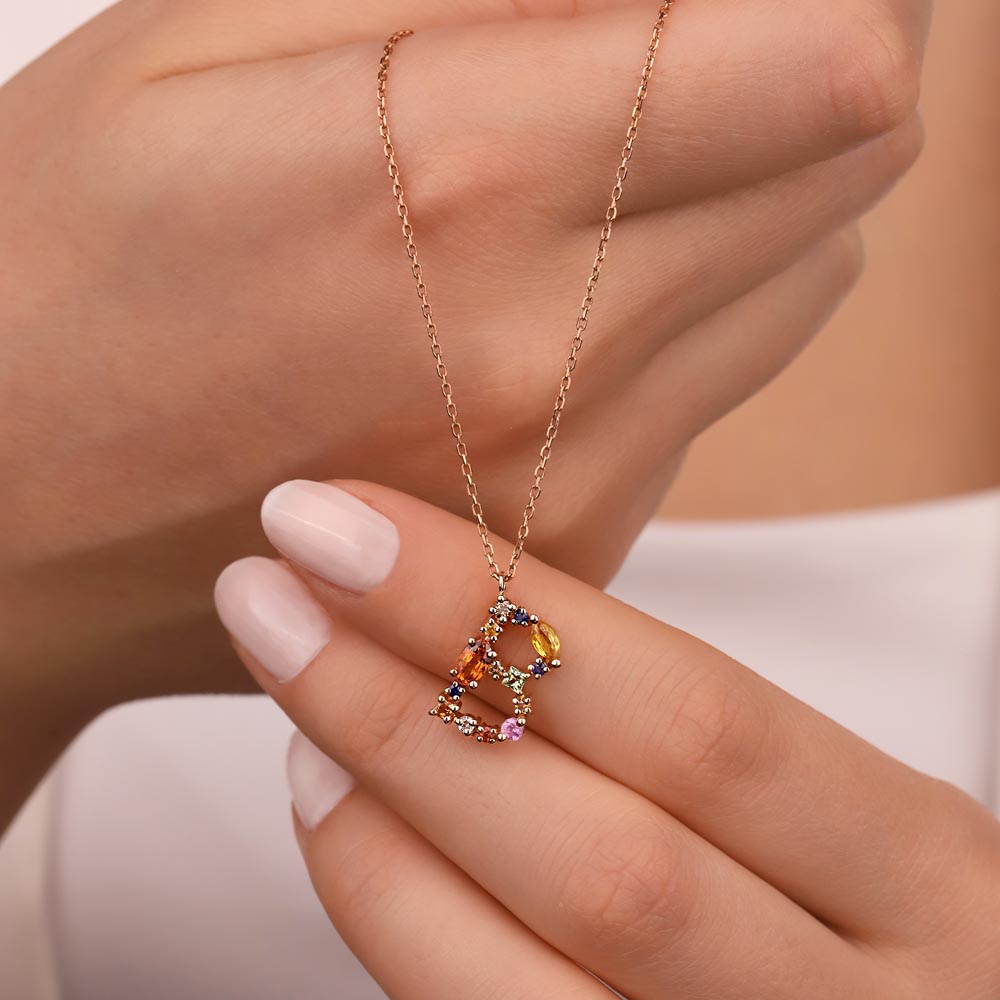 1,01 ct. Laboratuvar Pırlanta Safir Harf Kolye - FP02410