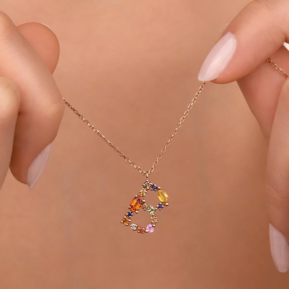 1,01 ct. Laboratuvar Pırlanta Safir Harf Kolye - FP02410
