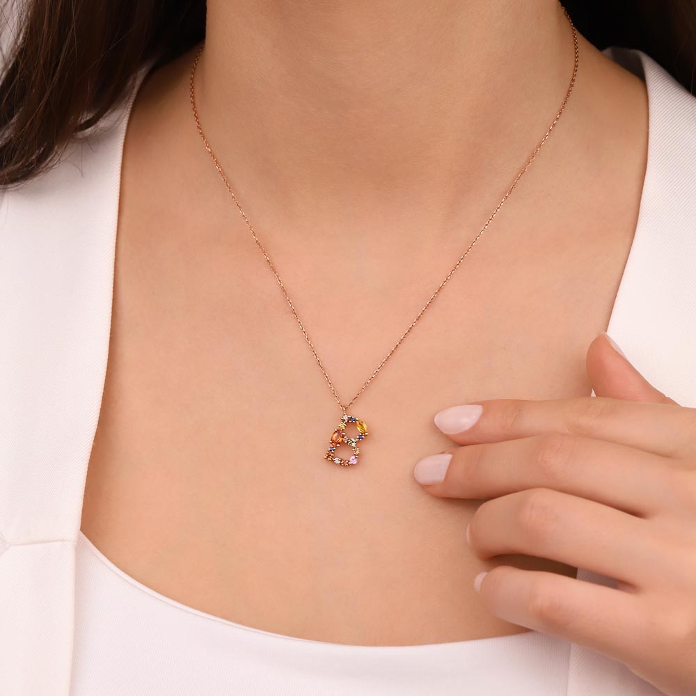 1,01 ct. Laboratuvar Pırlanta Safir Harf Kolye - FP02410