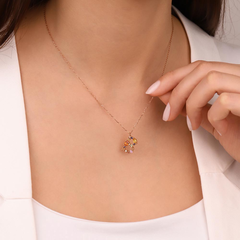 1,01 ct. Laboratuvar Pırlanta Safir Harf Kolye - FP02410