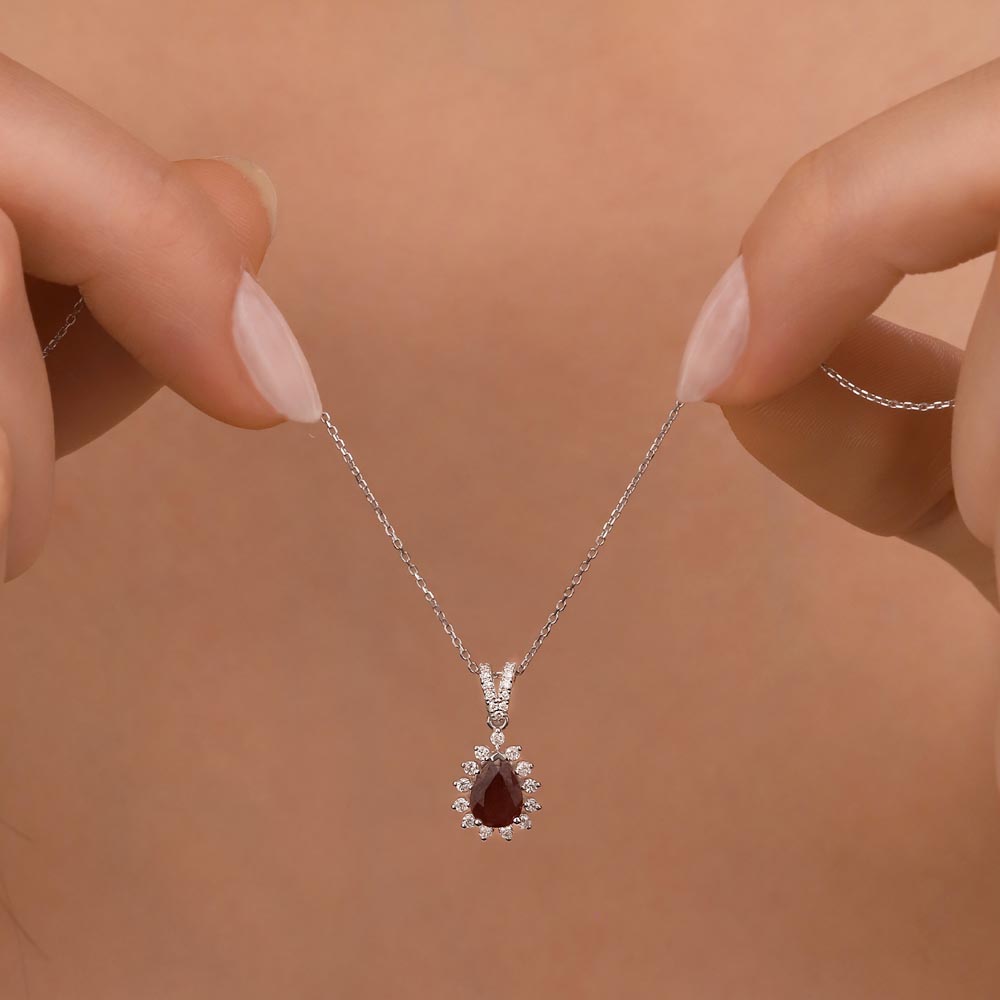 1,05 Karat Laboratuvar Pırlanta Ve Yakut Stern Kolye - FP13121