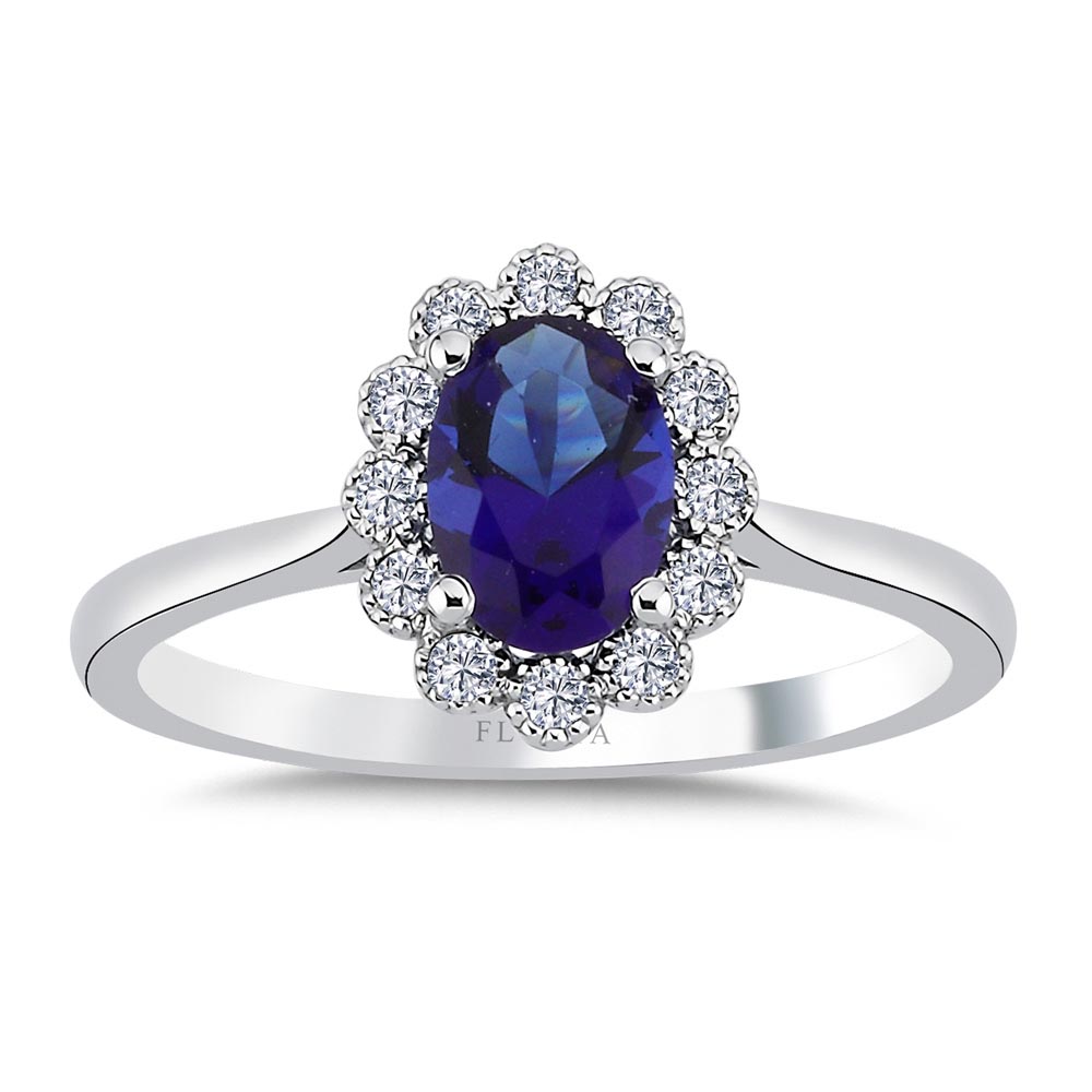1.17 Karat Laboratuvar Pırlanta Oval Royale Safir Yüzük - FP10287