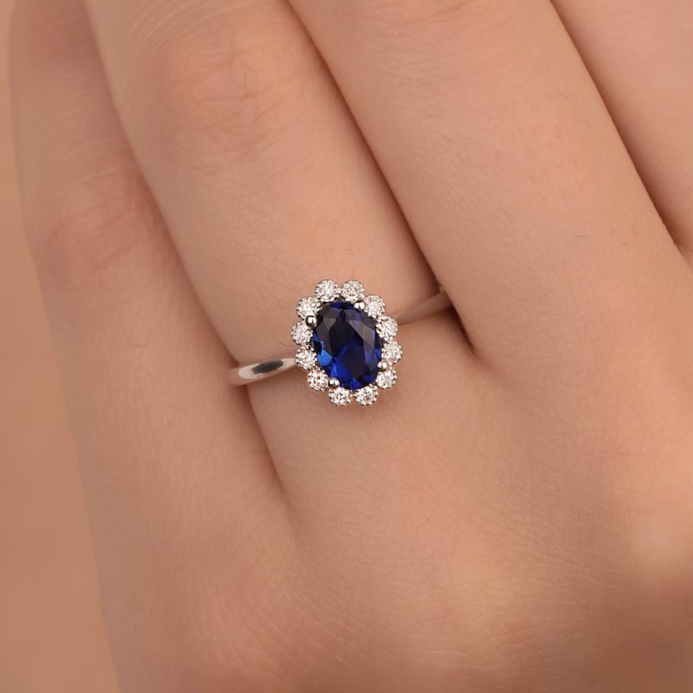 1.17 Karat Laboratuvar Pırlanta Oval Royale Safir Yüzük - FP10287