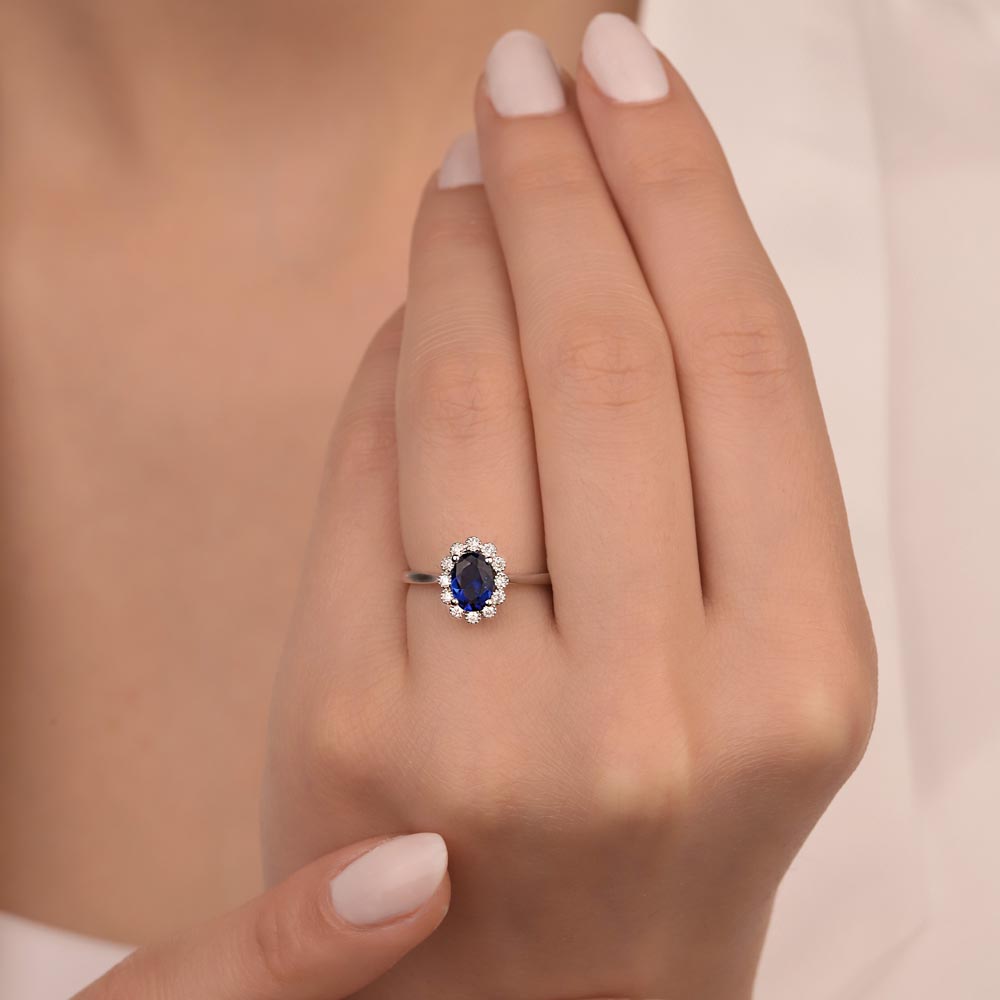 1.17 Karat Laboratuvar Pırlanta Oval Royale Safir Yüzük - FP10287