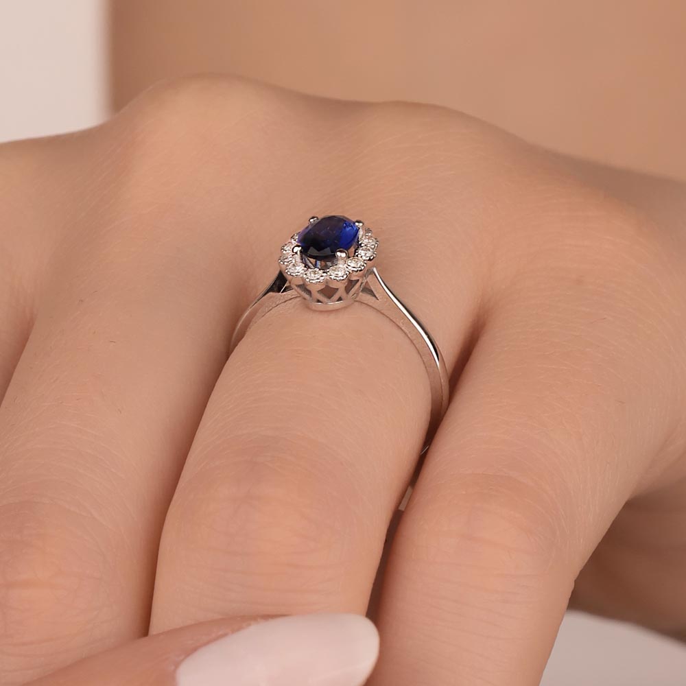 1.17 Karat Laboratuvar Pırlanta Oval Royale Safir Yüzük - FP10287