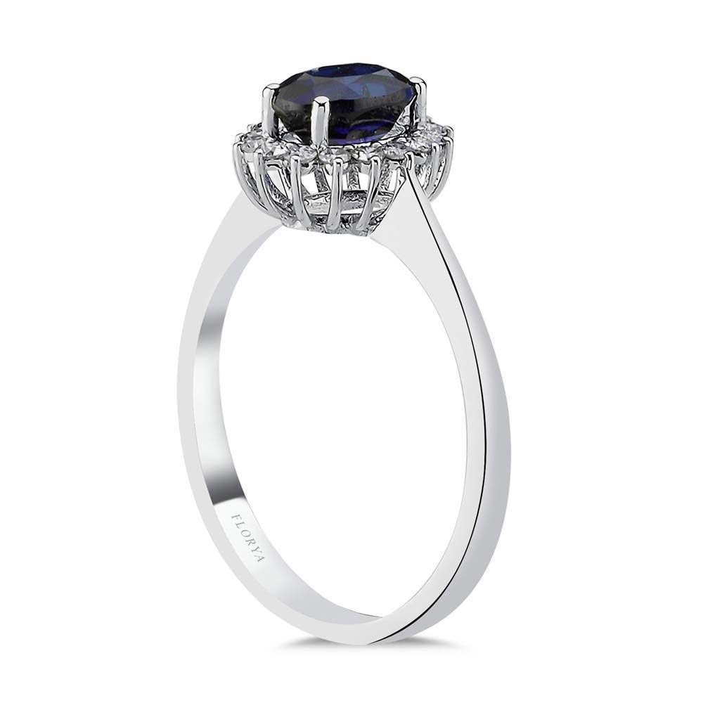 1,30 Karat Laboratuvar Pırlanta Oval Royale Safir Yüzük - FP03827