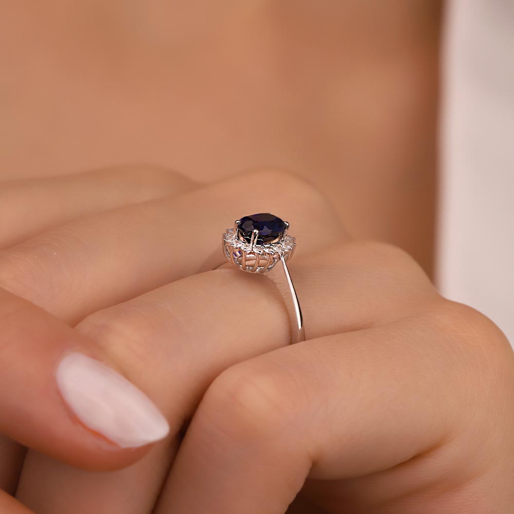 1,30 Karat Laboratuvar Pırlanta Oval Royale Safir Yüzük - FP03827