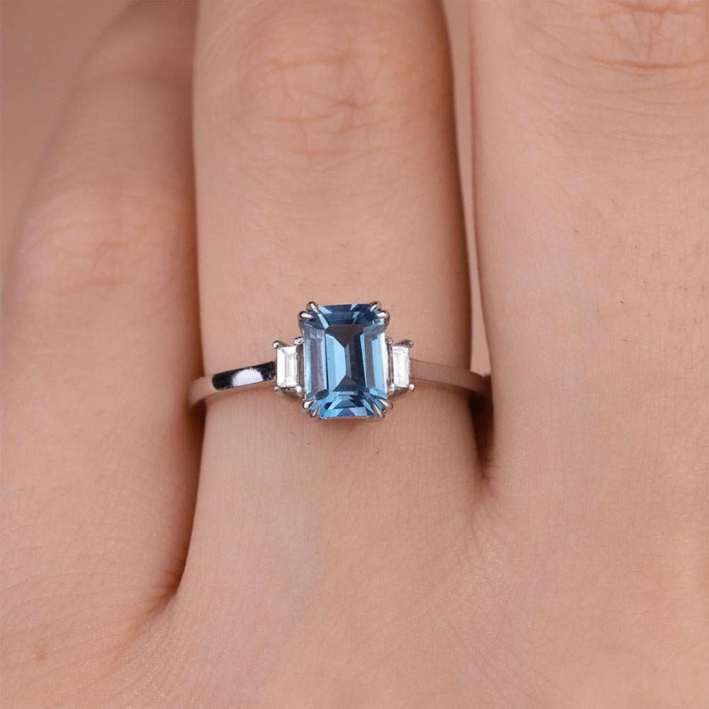 1,32 Karat Laboratuvar Pırlanta Bluetopaz Yüzük - FP01230