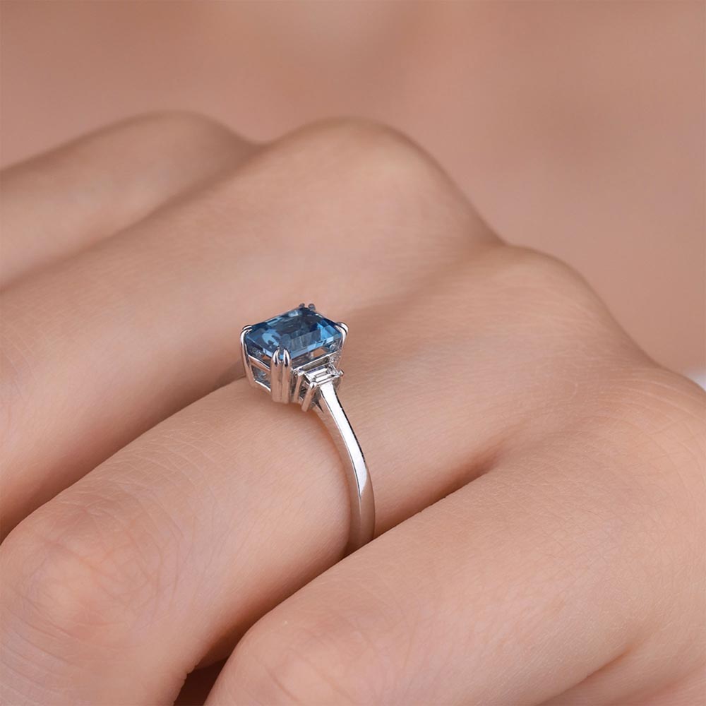 1,32 Karat Laboratuvar Pırlanta Bluetopaz Yüzük - FP01230