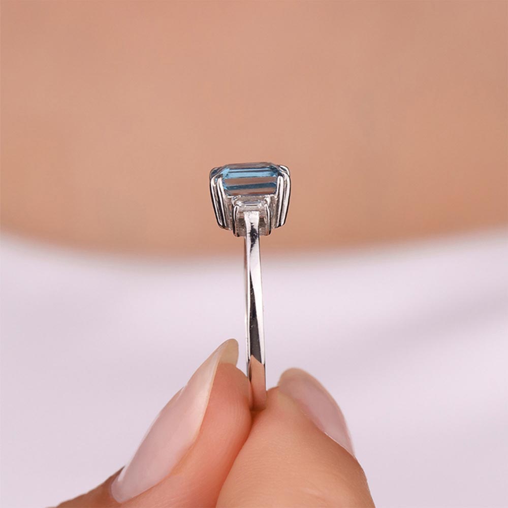 1,32 Karat Laboratuvar Pırlanta Bluetopaz Yüzük - FP01230