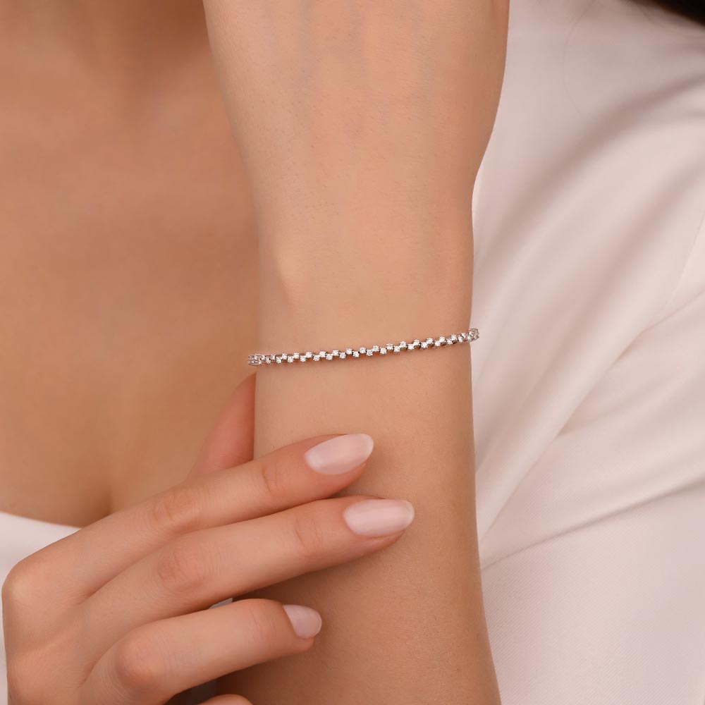 Su Yolu Bileklikler 1,60 Karat Laboratuvar Pırlanta Çapraz Su Yolu Bileklik - FP10163