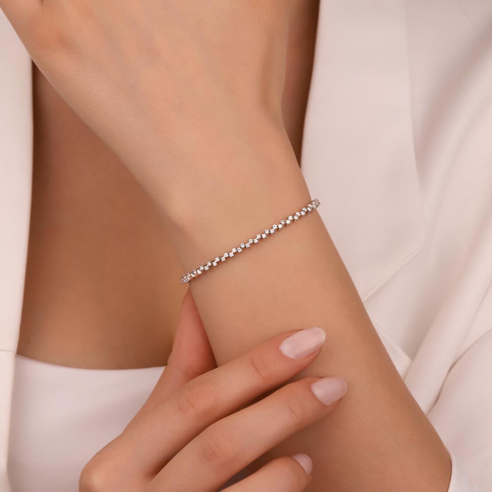 Su Yolu Bileklikler 1,60 Karat Laboratuvar Pırlanta Çapraz Su Yolu Bileklik - FP10163