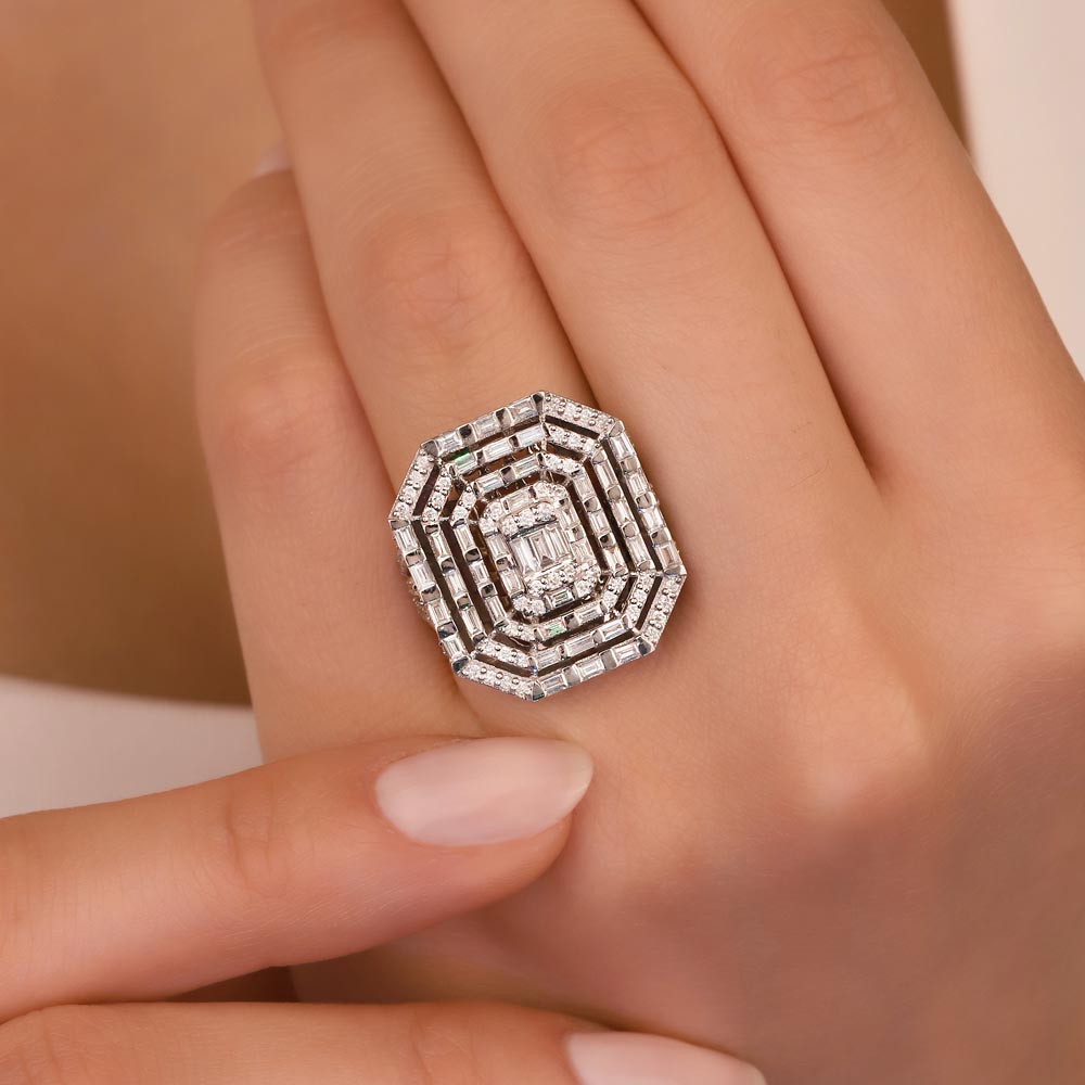 1,65 Karat Laboratuvar Pırlantalı Baget Taşlı Yüzük - FP02282