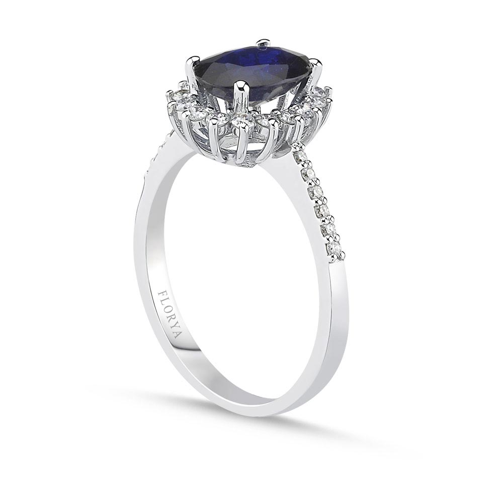 2.07 Karat Laboratuvar Pırlanta Oval Royale Safir Yüzük - FP01426