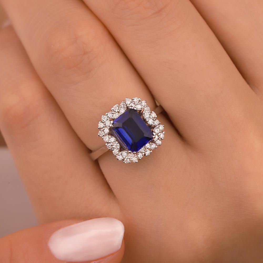 2,25 Karat Laboratuvar Pırlanta Safir Taşlı Yüzük - FP01194