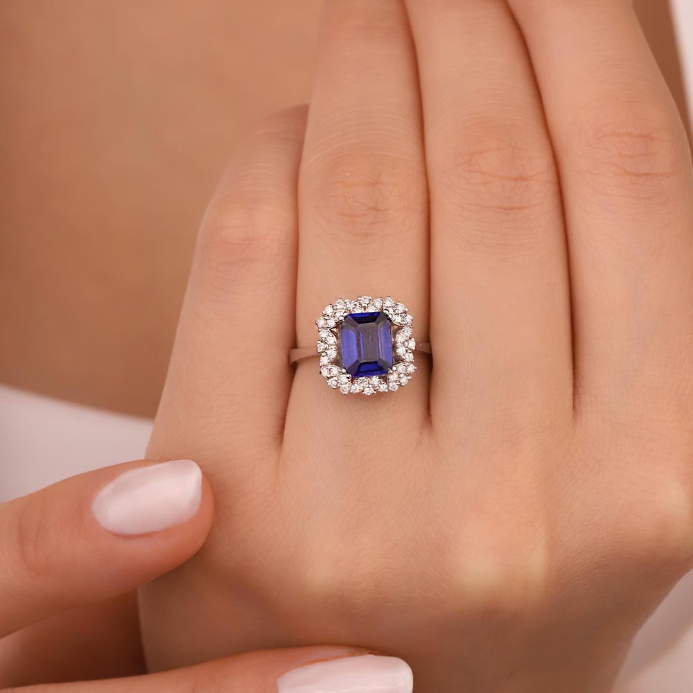 2,25 Karat Laboratuvar Pırlanta Safir Taşlı Yüzük - FP01194