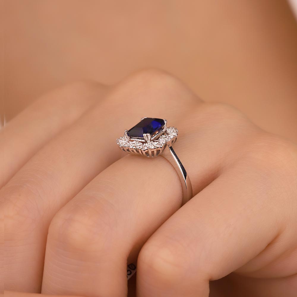 2,25 Karat Laboratuvar Pırlanta Safir Taşlı Yüzük - FP01194