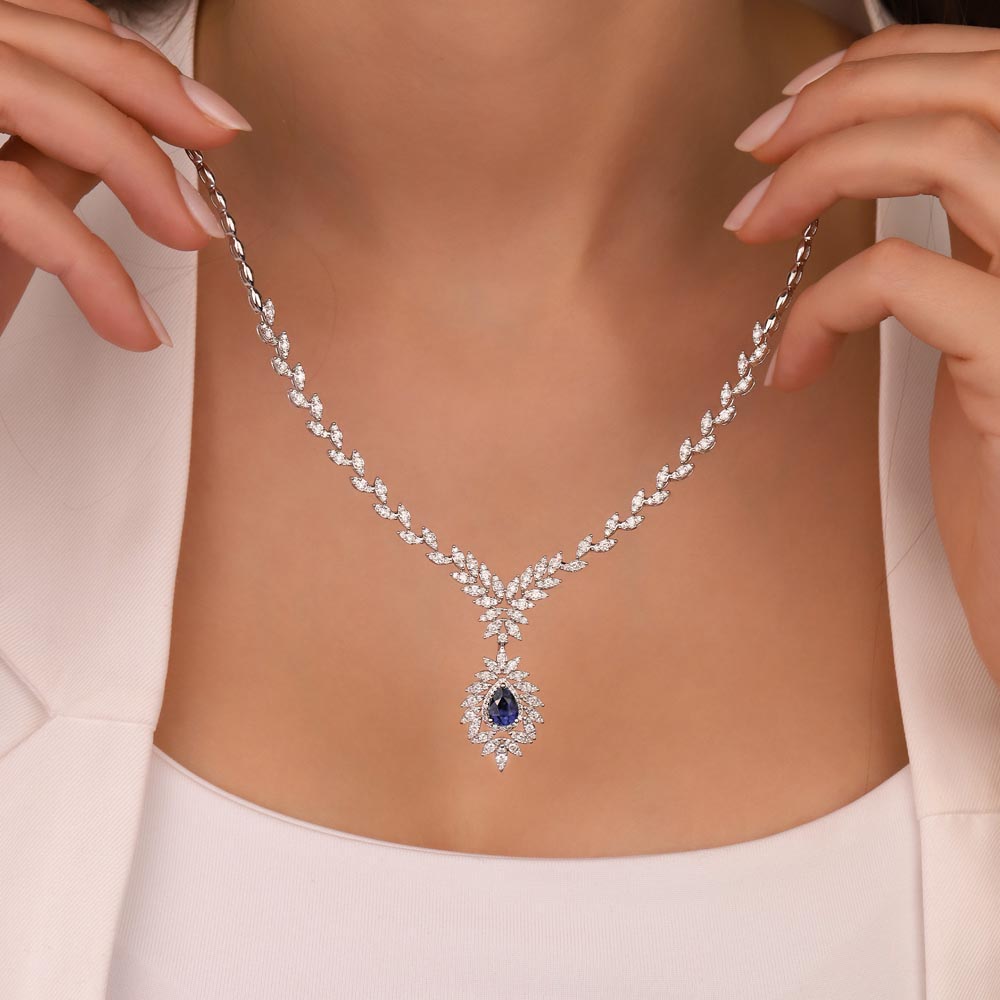 4,25 Karat Laboratuvar Pırlantalı Safir Taşlı Gerdanlık - FP03289
