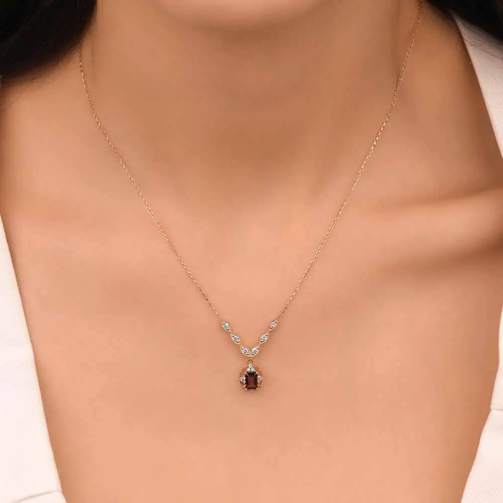 1,05 Karat Pırlanta Vintage Rhodolite Kolye