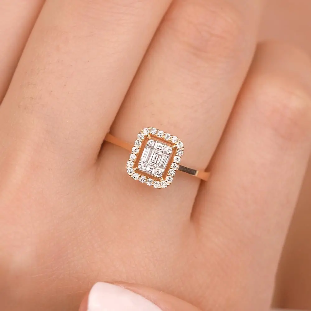 0,3 ct Pırlantalı Klasik baget Yüzük