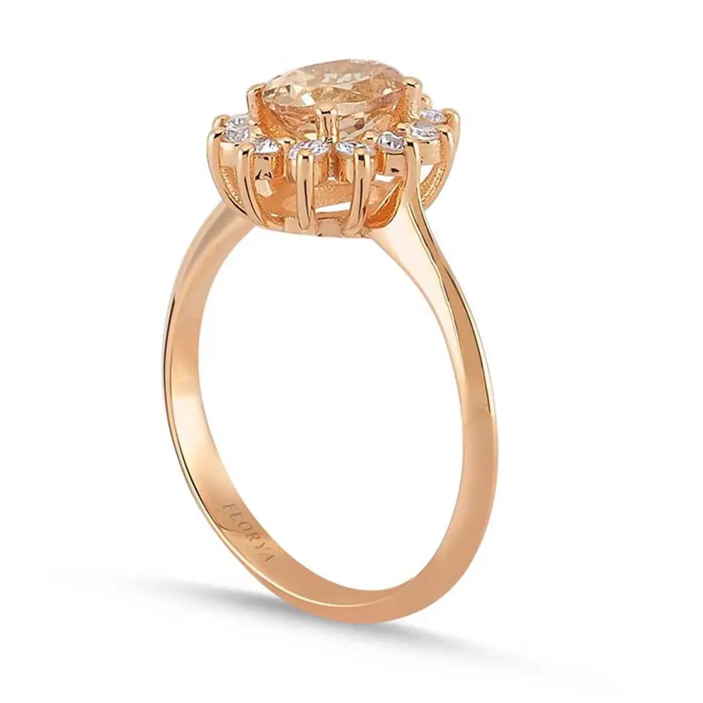 0,86 Karat Vintage Morganite & Pırlanta Altın Yüzük