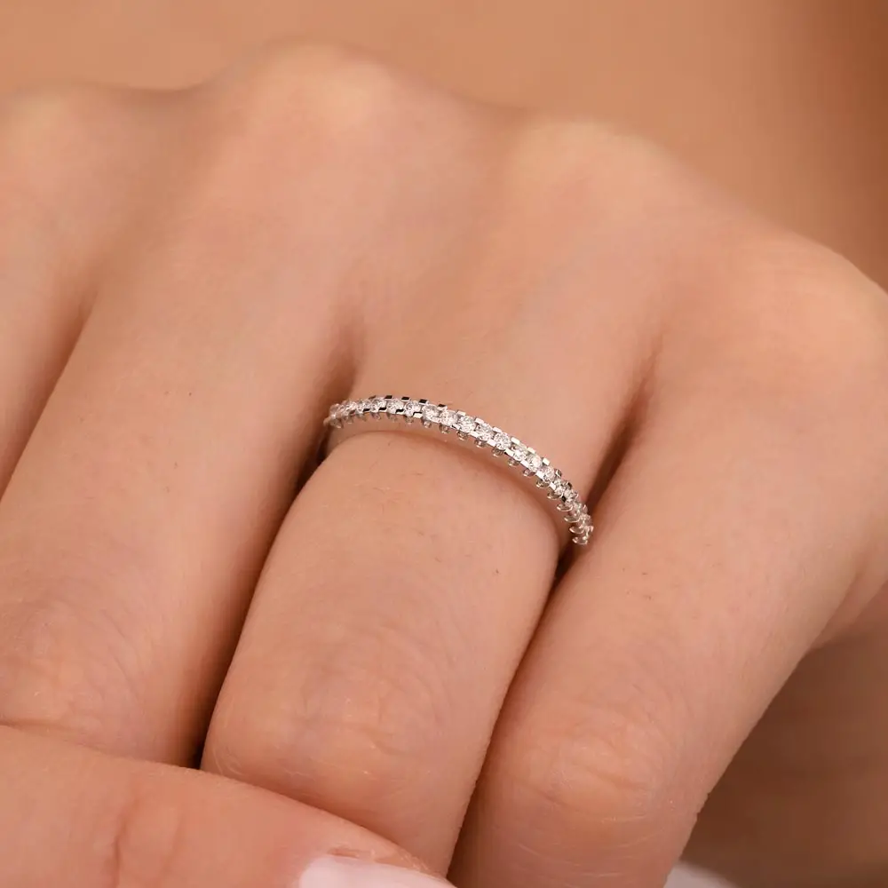 0,17 ct Pırlanta Taşlı Yarımtur Yüzük