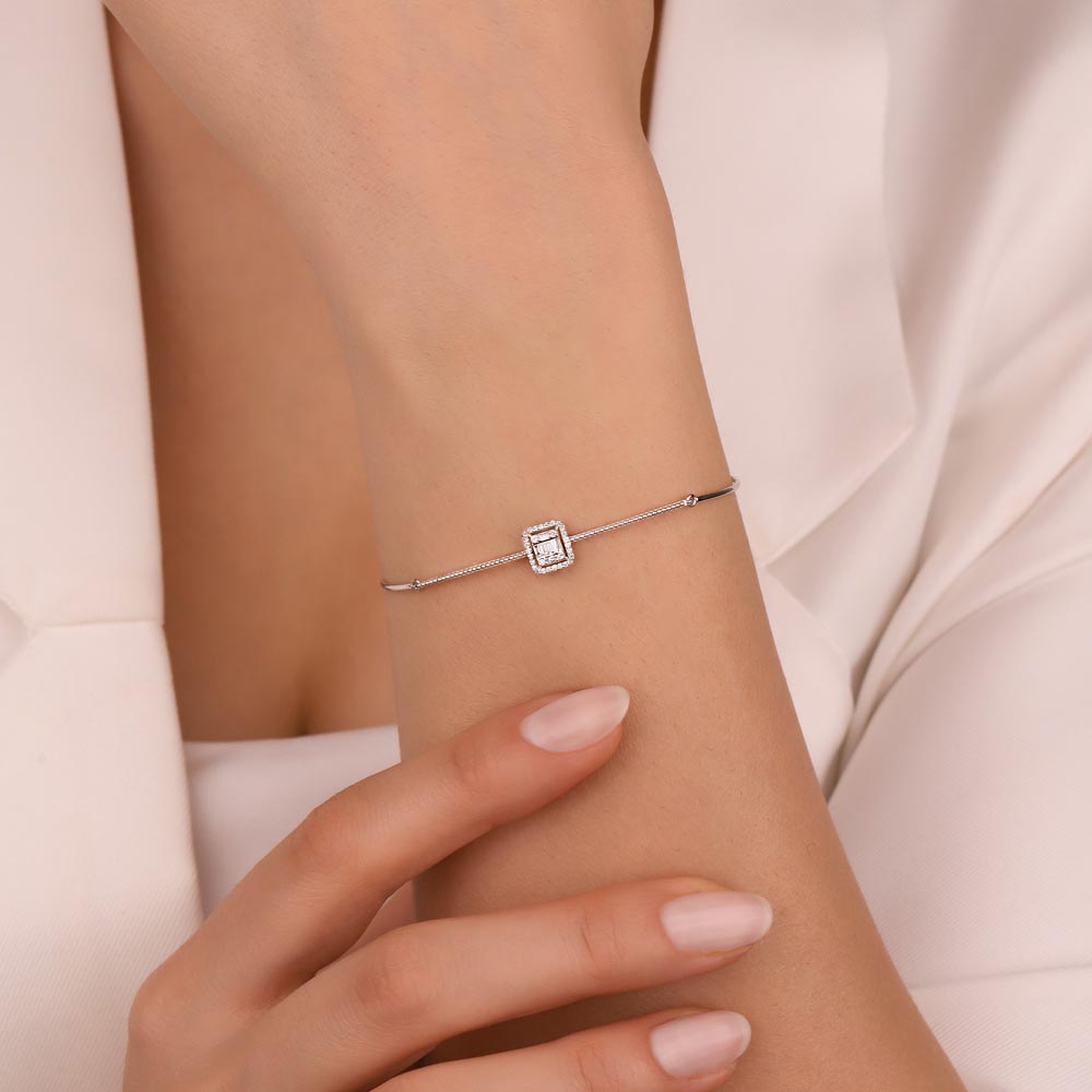 Baget Bileklikler 0,15 Karat Laboratuvar Pırlantalı baget Taşlı Bileklik