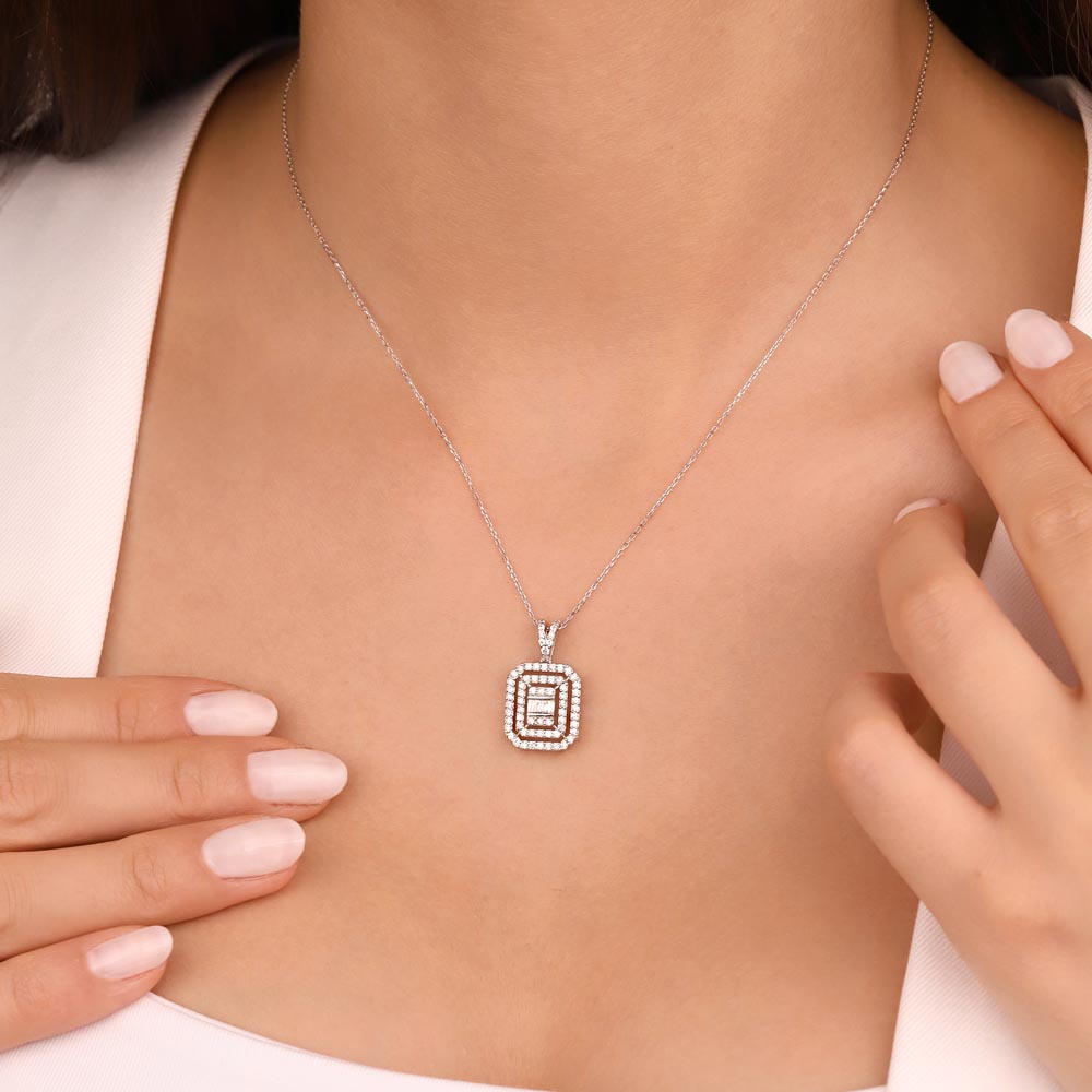 0,30 Karat Laboratuvar Pırlantalı Baget Taşlı Kolye