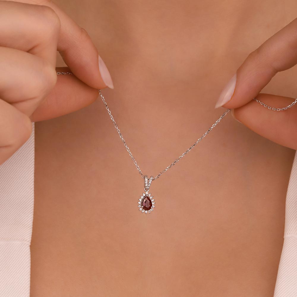 Yakut Kolyeler 0,75 Karat Laboratuvar Pırlantalı Yakut Taşlı Kolye