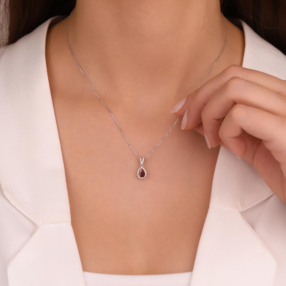 Yakut Kolyeler 0,75 Karat Laboratuvar Pırlantalı Yakut Taşlı Kolye