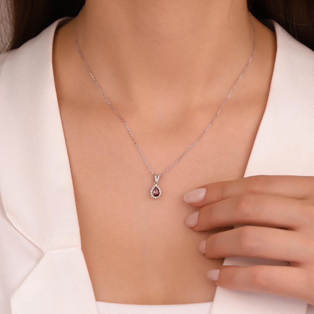 Yakut Kolyeler 0,75 Karat Laboratuvar Pırlantalı Yakut Taşlı Kolye